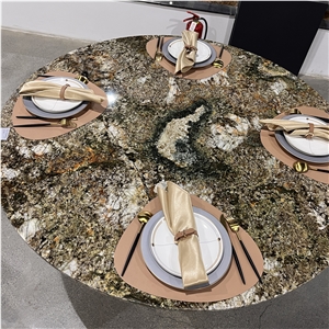 New Design Natural Shangri-La Granite Dining Table For Sale