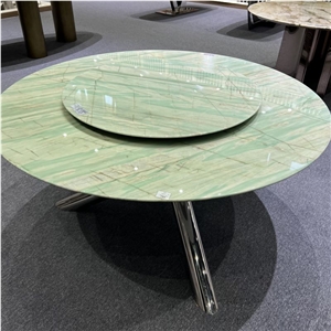 Pampers Green Quartzite Natural Stone Round Dining Table