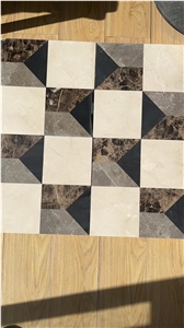 3D Design Lobby Floor Waterjet Medallions Marble Carpet Tile
