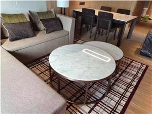 Marble Carrara Coffee Table Top With Metal Base Furniture