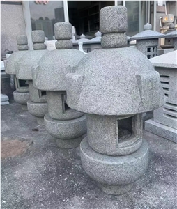 Mushroom Cleft Beige Granite G682 Stone Lanterns For Garden