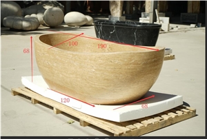 Oval Marble Freestanding Bathtub Stone Guangxi White Tubs