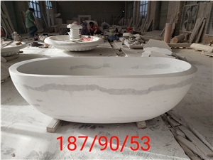 Pedestal Marble Tub Stone China Carrara Oval Hotel Bath Tubs