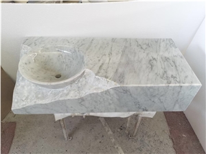 Sculptured Stone Bathroom Sink Beige Limestone Counter Basin