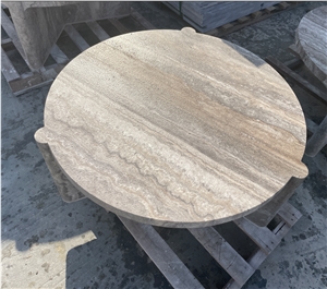 Silver Blue Travertine Coffee Table Carving Stone Furnitures