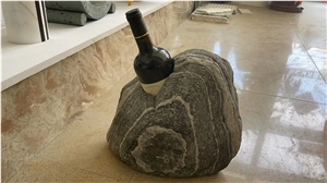 Solid Granite Block Wine Rack Grey Juparana Home Decor Stone