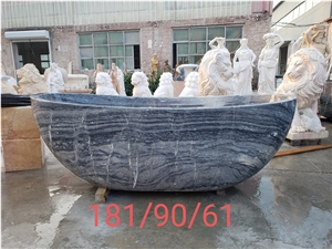 Stone Commercial Bathtub Wooden White Marble Vessel Pedestal Tub