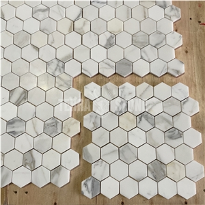 2" Hexagon Marble Mosaic Calacatta Gold Stone Tile Honed