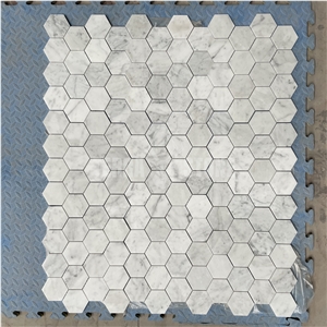 Bianco Carrara Marble 3" Hexagon Honed Mosaic Tile