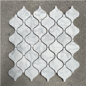 Carrara White Marble Arabesque Lantern Honed Mosaic Floor Tile