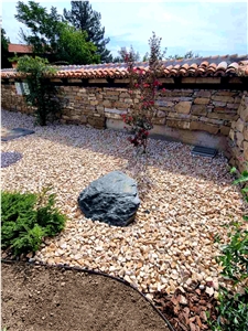 Yellow, Green And Granite Pebbles/Gravels And Crushed Stone Pattern