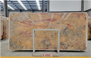 China Van Gogh Emperor Red Yellow Marble Polished Slab