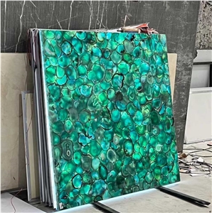 GREEN AGATE Semiprecious Stone SLAB WITH LAMP PLATE