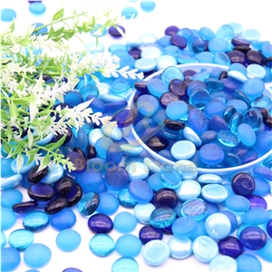 17-19Mm Premium Blue Mixed Flat Glass Marbles