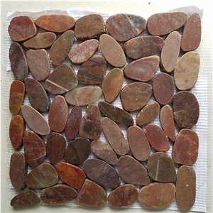 Red Marble Sliced Pebble Mosaic Titles