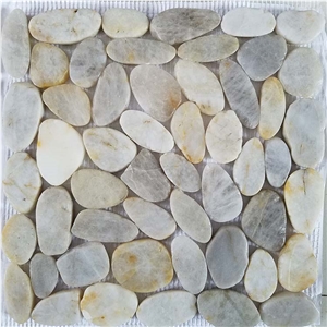 White Sliced Pebble Title Pebble Stone Mosaic