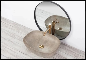 Hellia Beige Solid Surface Artificial Marble Wash Basin