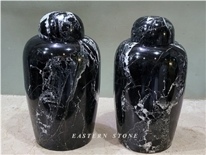 Black Gold Marble Ash Urn