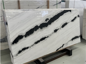 China Panda White Marble Bookmatch Polish Slab &Tile