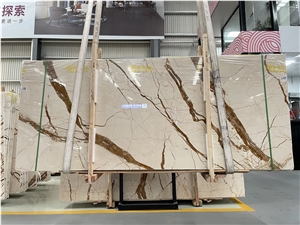 Golden Dragon Sofitel Gold Marble Bookmatching Slabs & Tiles