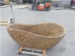 Rain Forest Brown Marble Free Standing Bathtubs