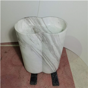 Volakas White Pedestal Sink Polished