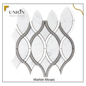 UNION DECO Classic Backsplash White Marble Waterjet Mosaic