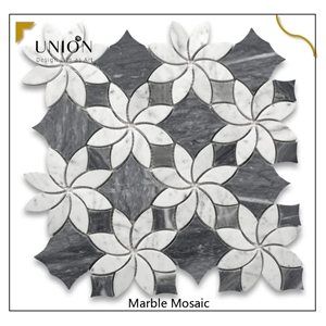 UNION DECO Marble Mosaic Flower Pattern Mosaic Wall Tiles