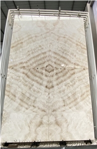 Cheap White Wooden Onyx Slabs Bathroom Tile Thickness 18Mm