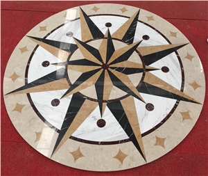 Compass Marble Pattern Floor Waterjet Medallions
