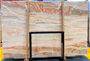 Factory Supply Rainbow Onyx Slabs Bookmatch Tiles