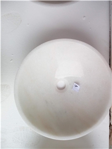 Pure White Crystal Marble Polished Modern Wash Basin