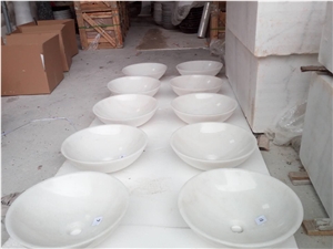 Pure White Crystal Marble Polished Modern Wash Basin