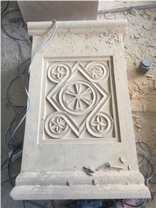 Yellow Sandstone Altar Carving High Relief, Bas Relief