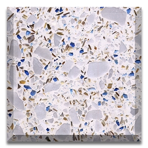 Chanel White Color Artificial Stone Precast Terrazzo Slabs