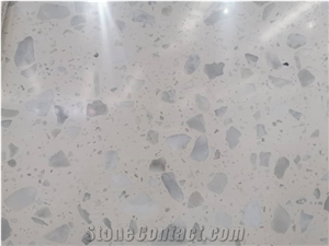 Pearl White Artificial Stone Precast Terrazzo Slabs