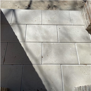 Texas White Limestone Pillowed Edge Floor Tiles