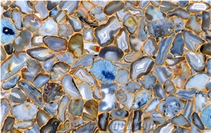 Agate Blue Diamond Gemstone Slabs, Semiprecious Stone Slabs