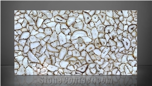 Agate White Crystal Gem Stone Slabs, Semiprecious Stone