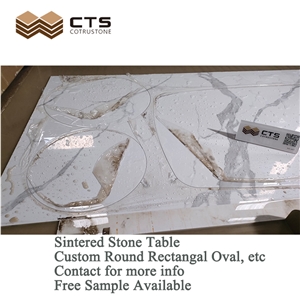 Solid Calacatta White Sintered Stone Oval Dining Table Cheap