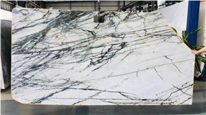 China Clivia Marble Slab Tile White Green Stone
