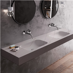 Calacatta Series 5035 Quartz Vanity Top Double Basic Sink