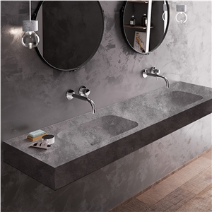 Concrete Series 6024 Quartz Vanity Top Double Basic Sink