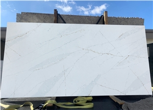 Goldtop OEM/ODM Calacatta White Ethereal Quartz Slab