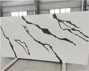 Goldtop OEM/ODM Calacatta White Prada Quartz Slab