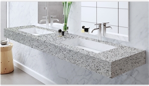 High Quality Goldtopstone Quartz Bathroom Sink Countertop