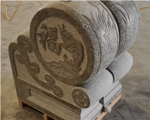 Large Drum Hugging Shaped Bearing Granite Carving BAO GU SHI