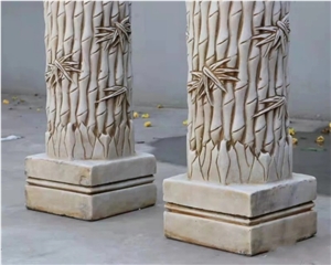 Large Natural Stone Columns White Marble Stone Columns
