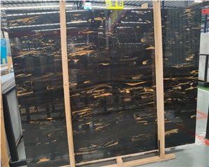 Natural Black Marble Portoro Black Marble Slab Wall Tiles