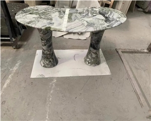 Natural Green Stone Dining Table Oval Marble Dining Table